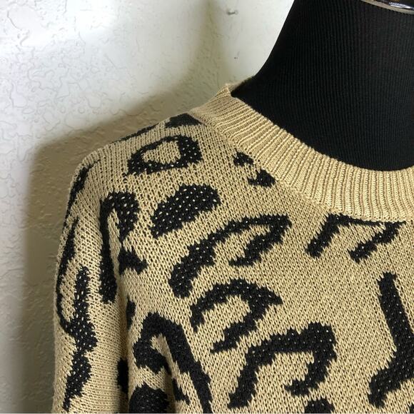 C+D+M Collection tan black leopard animal print sweater tunic size Large - Picture 6 of 15